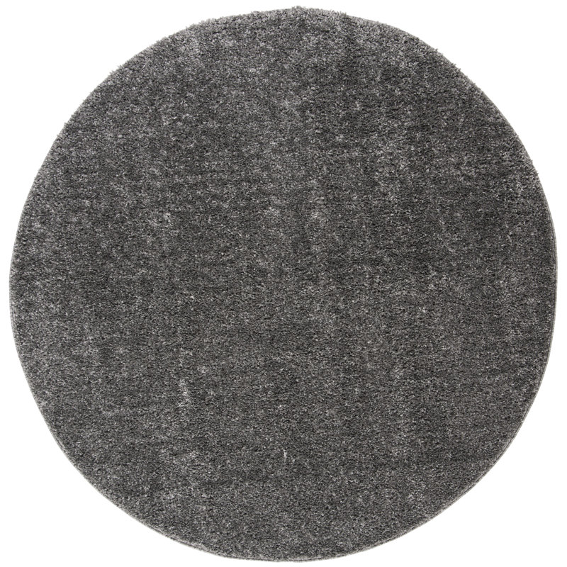 Brittney Performance solid color shag rug, Grey, Rond 5 pi 3 po