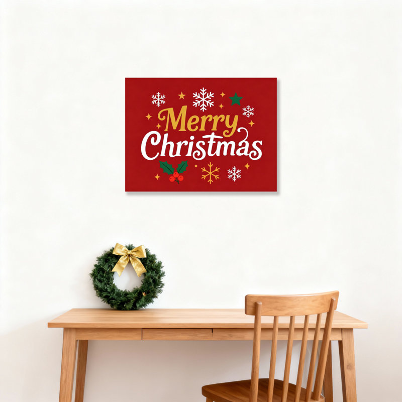 Merry Christmas Holiday, impression sur toile tendue sur toile, ensemble de 1, H 12 po x l 18 po