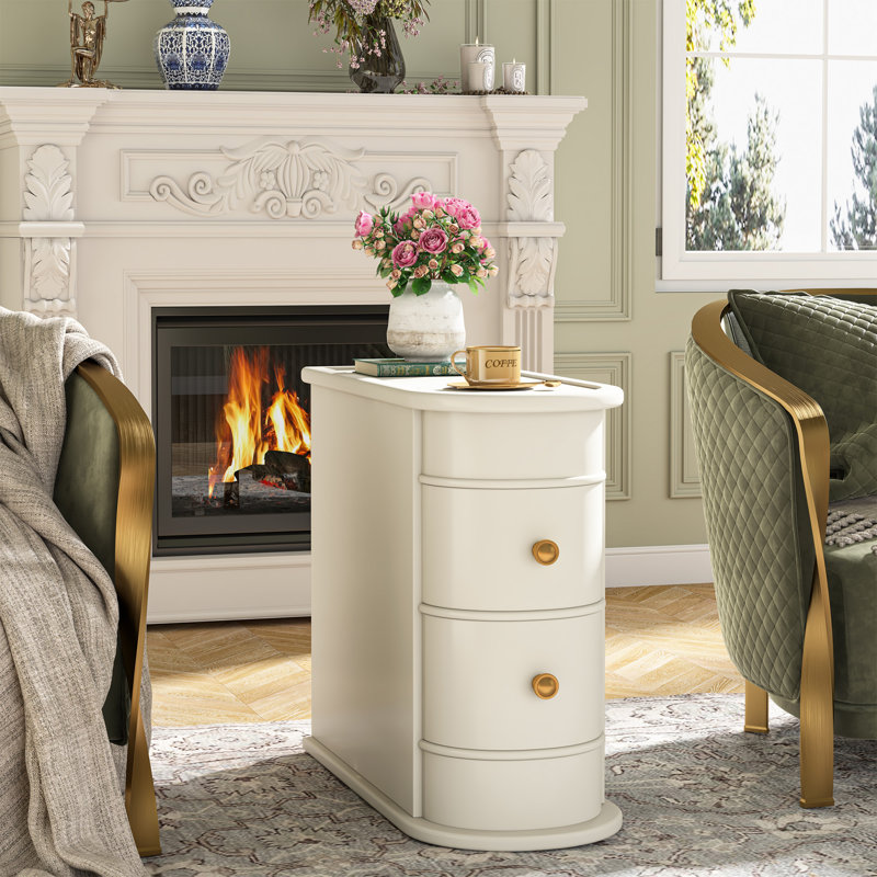 Solid Wood Frame End Table, White
