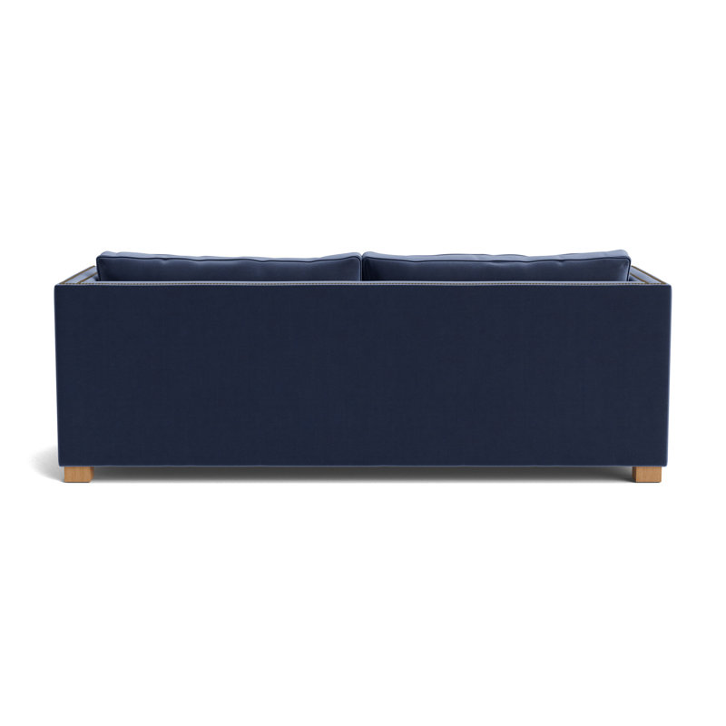 Keaton With Nails 84 Sofa, Antique Brass, Performance Velvet - Indigo, Natural