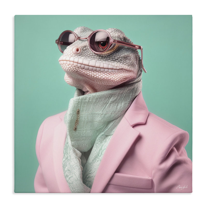 Hipster Iguana Portrait, conception par Roozbeh, H 36 po x l 36 po