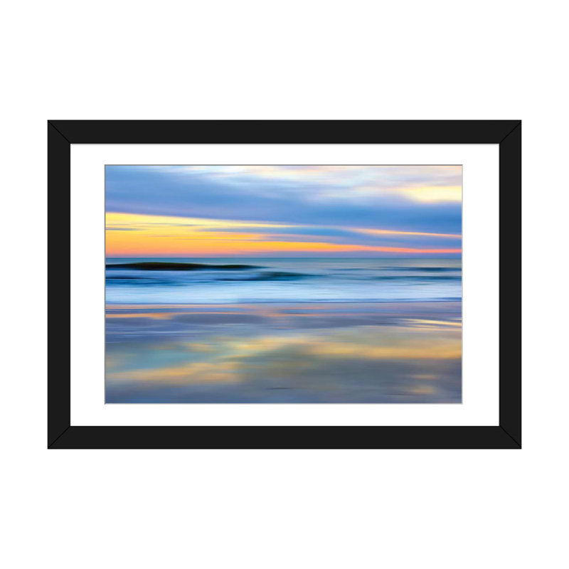 «Pastel Sunset», impression sur toile, H 16 po x l 24 po x P 1 po, Papier d'art encadré noir, Blanc