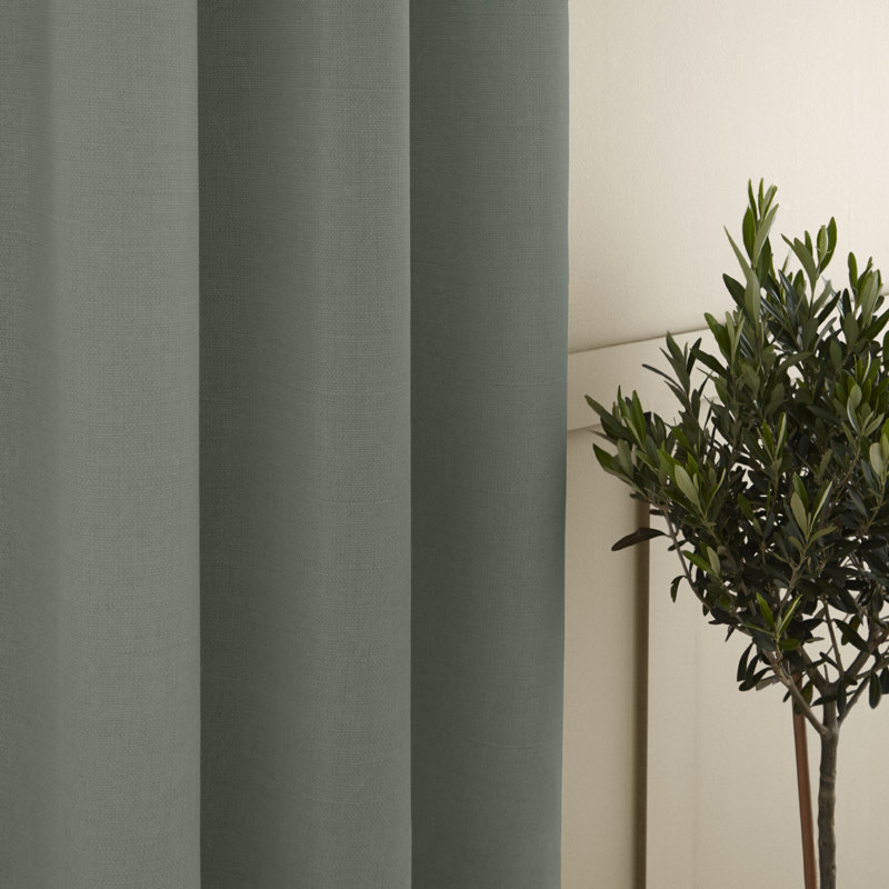 Melville Woven Texture Unlined Curtains, 168 W x 183 D cm, Green