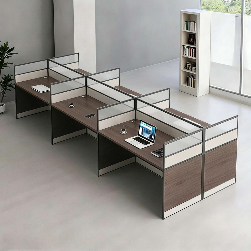 Bureau rectangulaire 6 personnes avec poste de travail avec banc