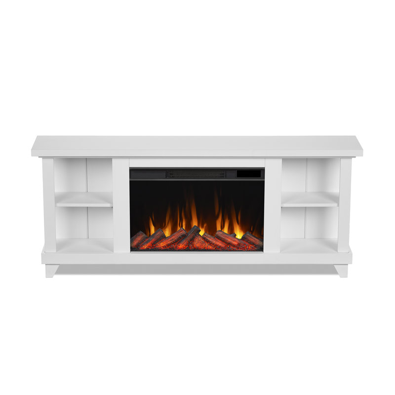 Penrose 58" TV Stand with Slim Electric Fireplace by Real Flame, White