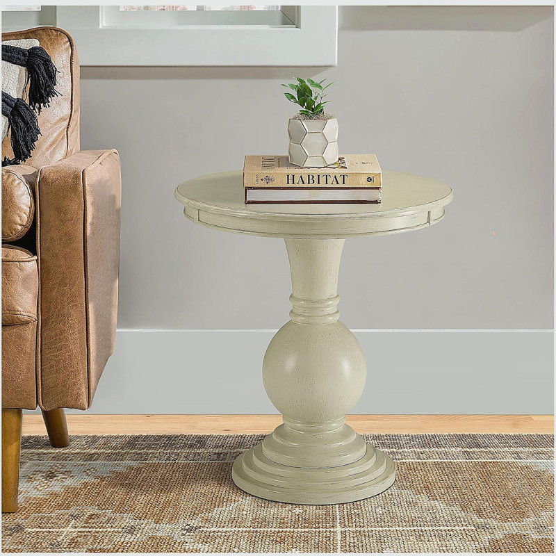 Table d'appoint blanc antique avec base piédestal