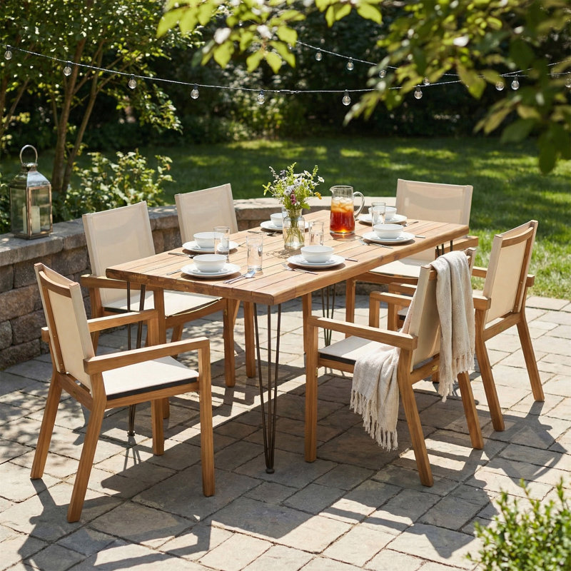 Ensemble de salle à manger 7 pièces, Beige