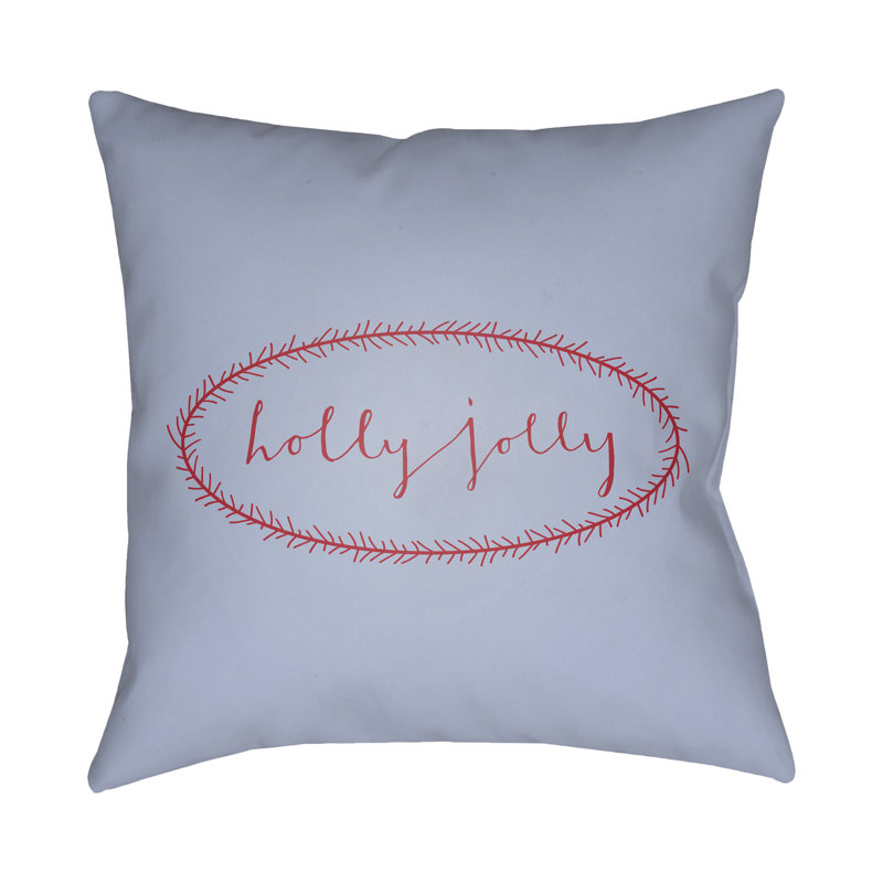 Holly Jolly Indoor/Outdoor Throw Pillow, 20" H x 20" W x 4" D, Blue / Red
