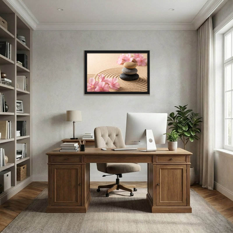 Pierres de jardin et fleurs de cerisier Fashion Zen, H 12 po x l 18 po