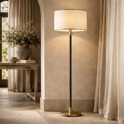 Lampe sur pied en laiton vieilli Clario