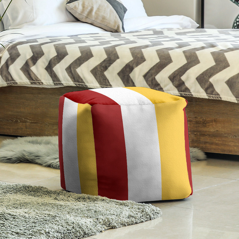 Repose-pieds cube la ours college stripes, Rouge / Blanc / Jaune