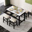 Ensemble de table de bar moderne en faux marbre avec tabourets rembourrés, parfait pour les salles à manger compactes ou les cuisines-1464171113