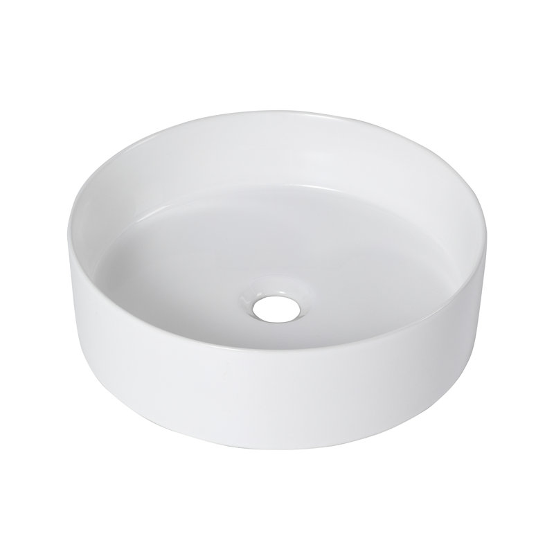 Lavabo de salle de bain rond en céramique, Blanc