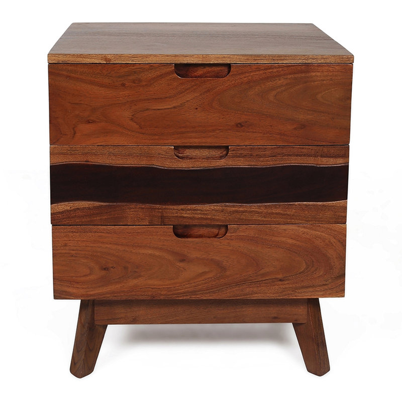 Table de chevet en bois: commode rustique avec éclat Live-Edge, table de chevet 21,5 x 16,5 x 23