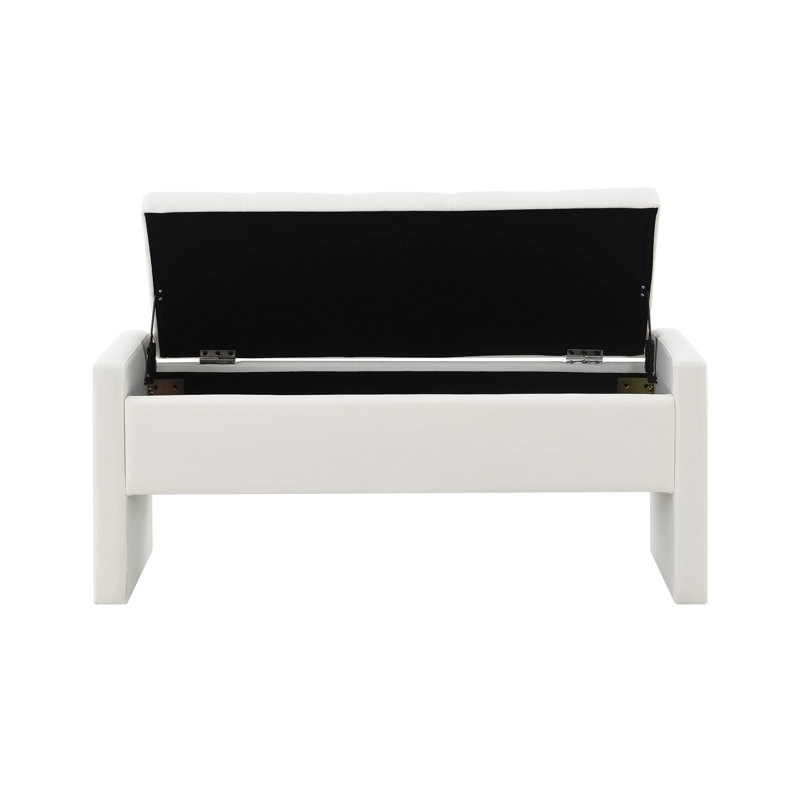 Banc de lit moderne avec rangement, Beige, Beige
