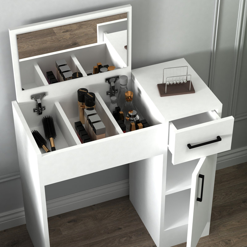 Makeup Vanity With Mirror Ellian, White