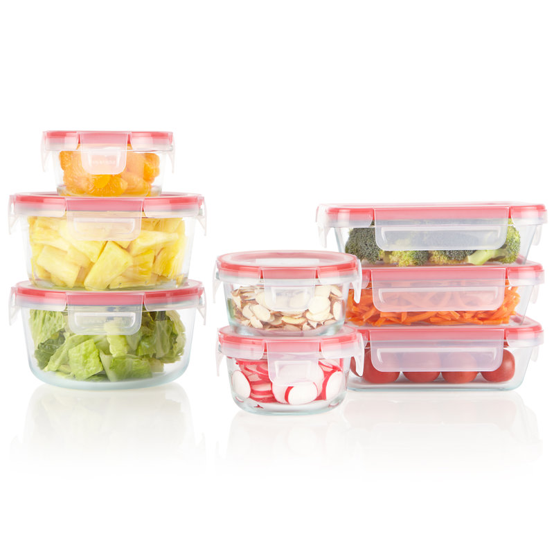 Pyrex Freshlock 16-Piece Glass Storage Set (8 Containers with 8 Airtight Lids)