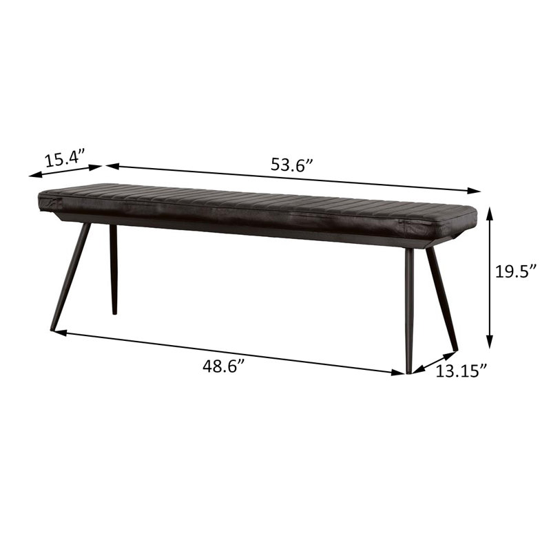 Banc rembourré en cuir véritable Vafa
