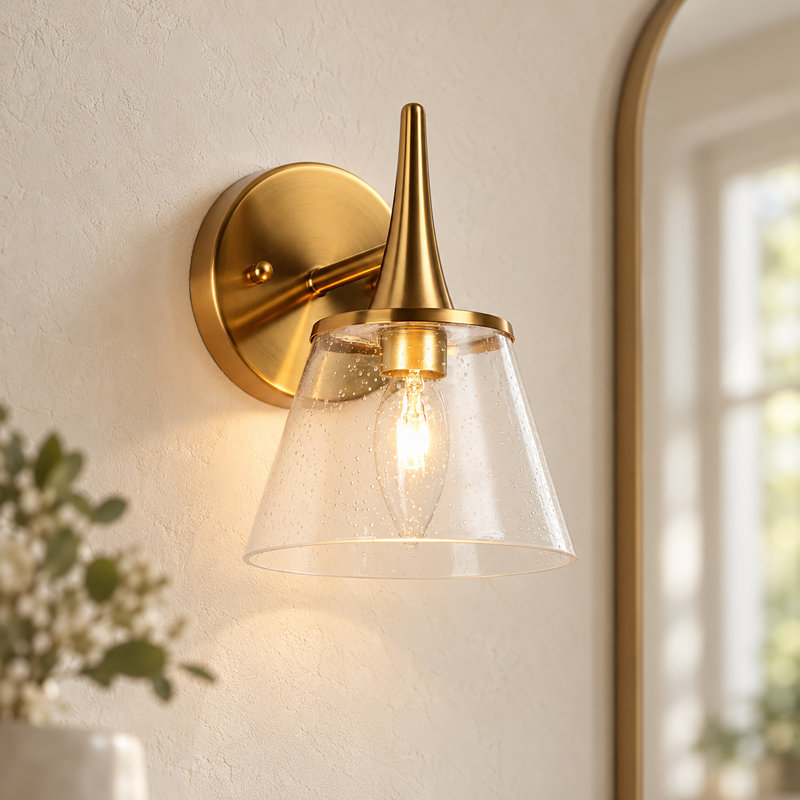 Jonesboro 1- Light Bubble/ Seeded Cone Armed Wall Sconce
