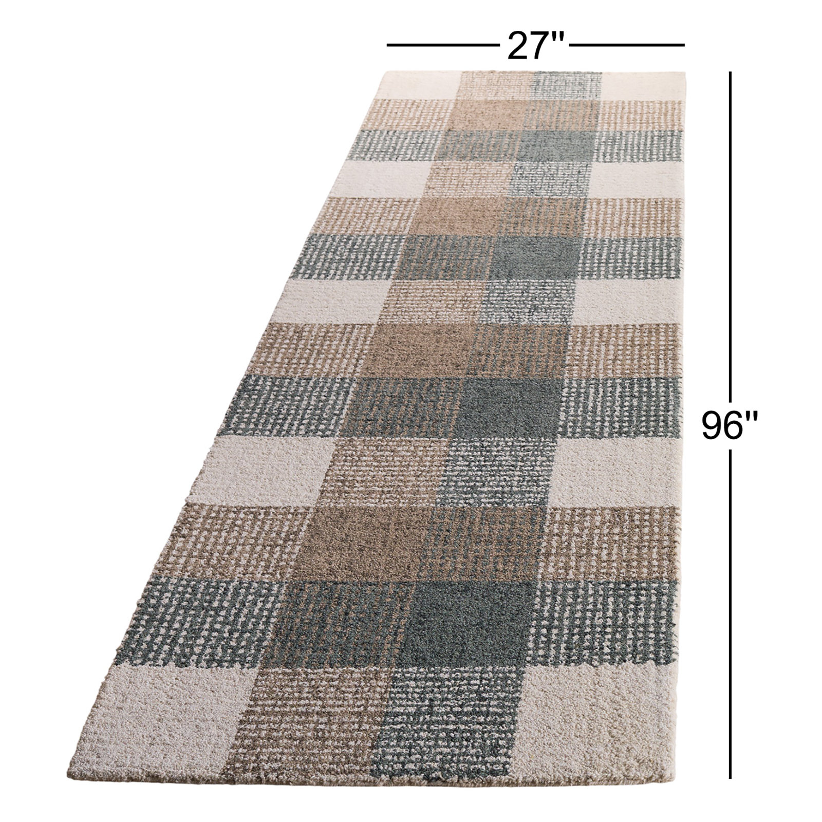 Hand-Tufted Wool Plaid Rug, Runner 2'3" x 8'