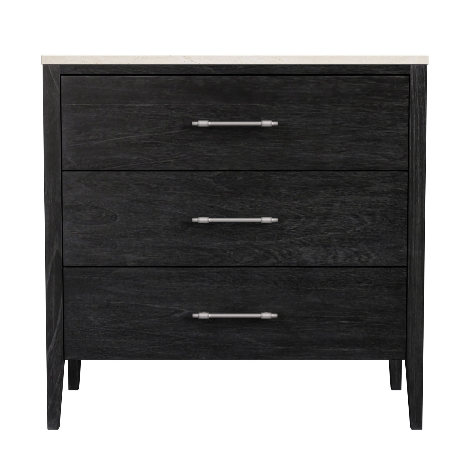 Isa Solid and Manufactured Wood 3-Drawer Accent Chest, Black