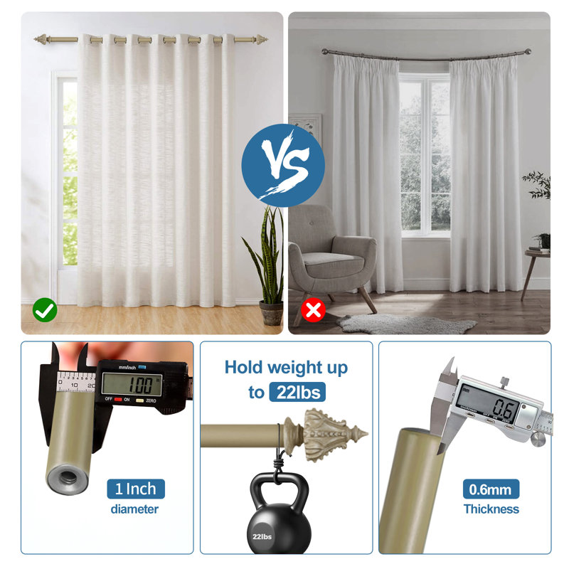 Tringle à rideaux simple réglable Parnell Regale, l 48 po x P 6,75 po, Cottage