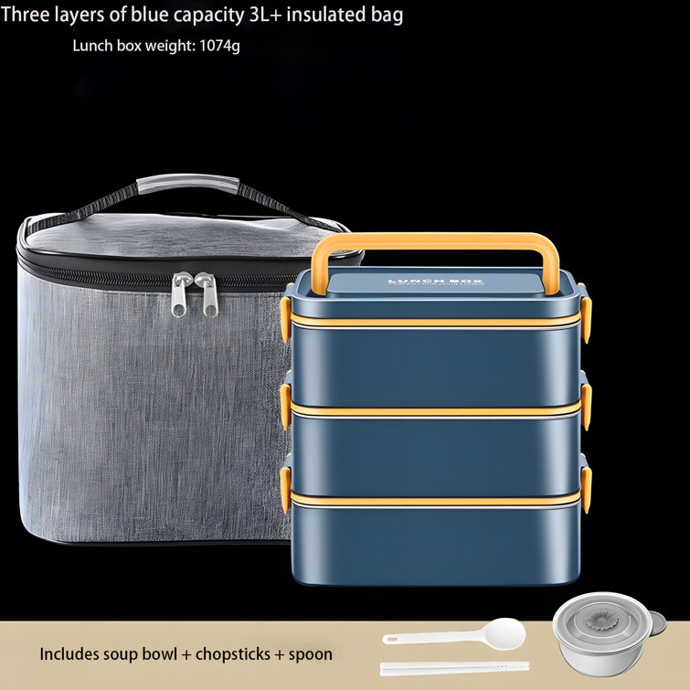 Customize 3 Grids Stainless Steel Soup Box Food Container Bento