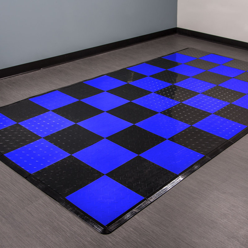 Carreau de plancher pour garage 60 po x 120 po Diamond Nitro, Bleu / Noir