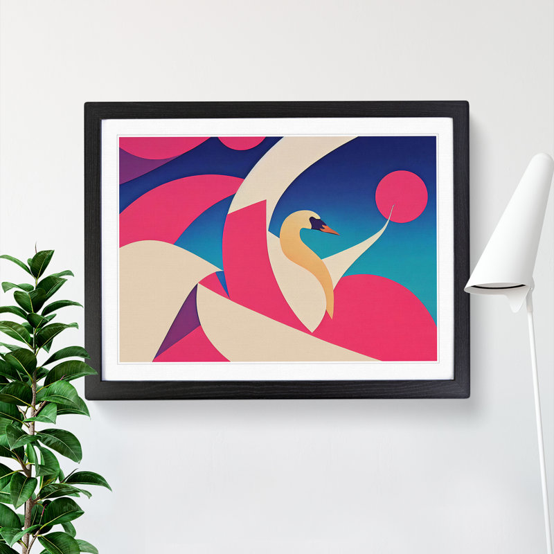 Swan Abstract Vol.3 - Single Picture Frame Print, Black Framed, 46cm H x 64cm W x 2cm D