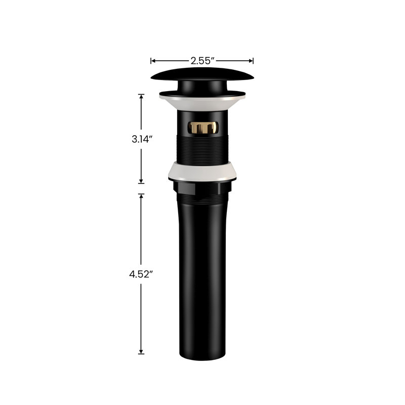 Ayna Decors Brass Pop Up Drain Stopper for Bathroom Sink with Overflow in Chrome, Matte Black