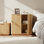 Buffet en bois à rainures verticales de style moderne moderne
