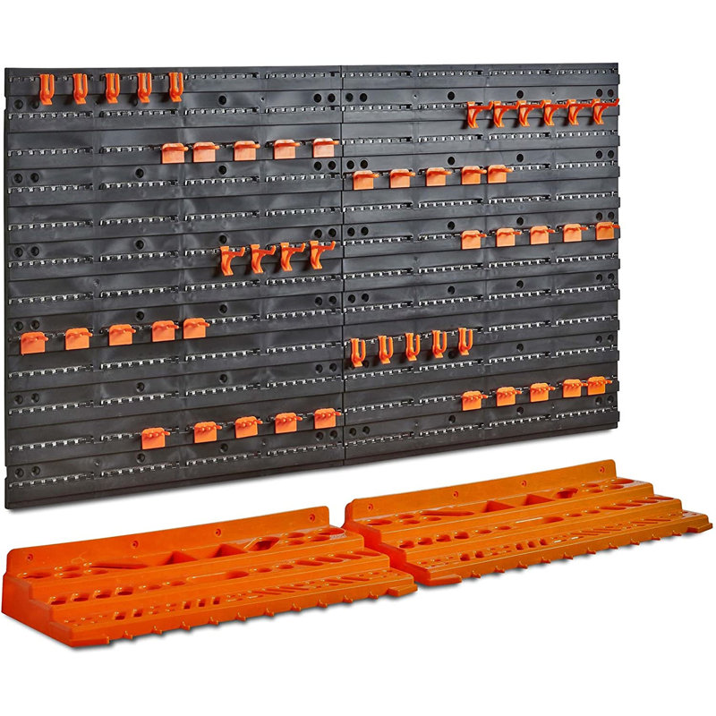 VonHaus Garage Wall Tool Rack Pegboard + Shelf Tool Organiser / Holder ? Wall-Mounted/ Fixed, Includes 50 Assorted Hooks ? Ideal for Home, Shed, Workshop or Garage