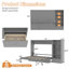 Grand lit escamotable mural avec rangement, tablette et tiroir réglables - Lit plateforme pliable, finition grise-36910632