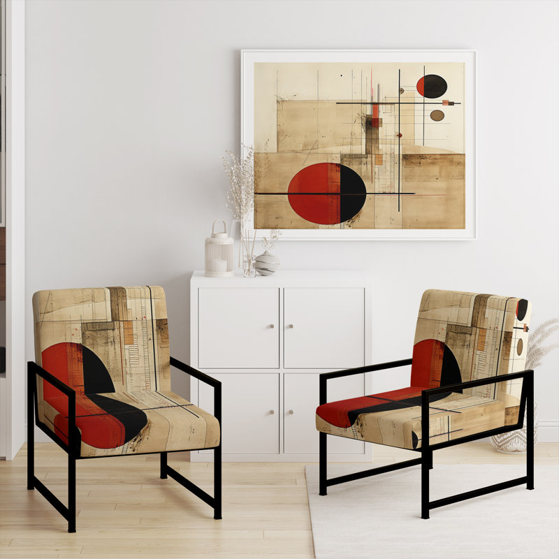 Unraveling The Mystery Retro Geometrics II - Fauteuil rembourré contemporain, fauteuil d'appoint géométrique abstrait