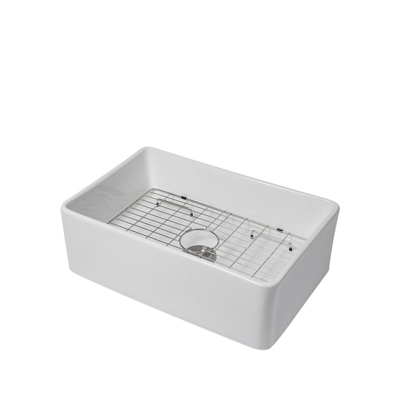 Évier de cuisine de ferme blanc 33 po, lavabo à tablier simple en céramique en porcelaine à tablier frontal 33 po x 20 po x 10 po | Idée de cadeau