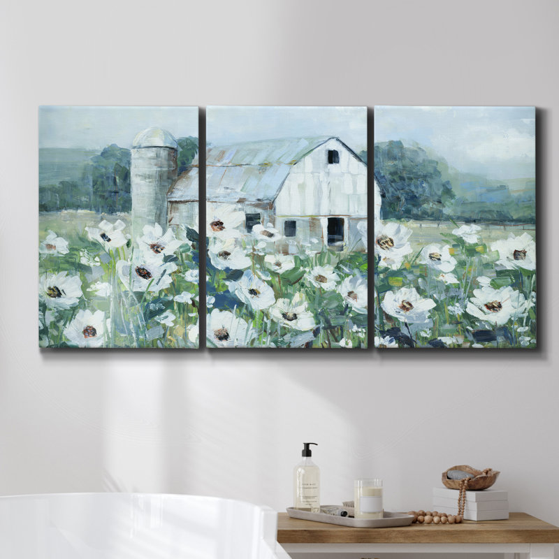 Voilier au Petit - Toile encadrée multi-pièces, H 27 po x l 54 po x P 2 po