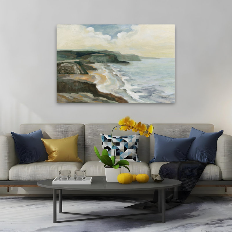 Côte irlandaise, bord de mer foncé, bleu, gris, paysage, plage, nuage, H 60 po x l 40 po
