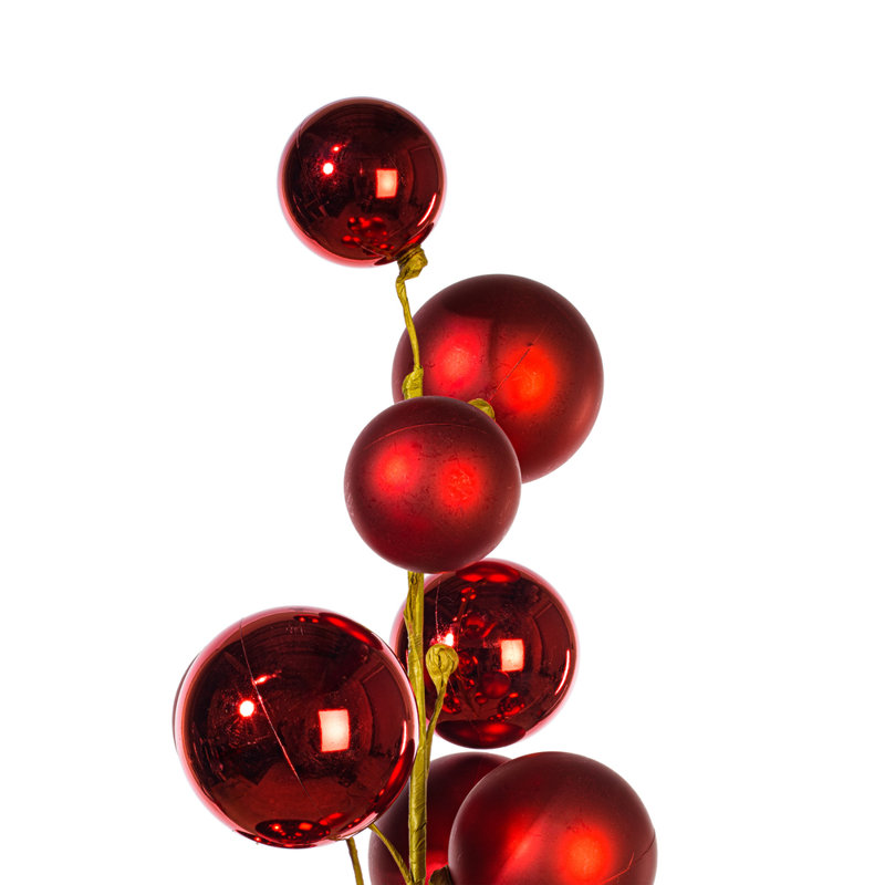  30" Red Ball Ornament Spray., Red