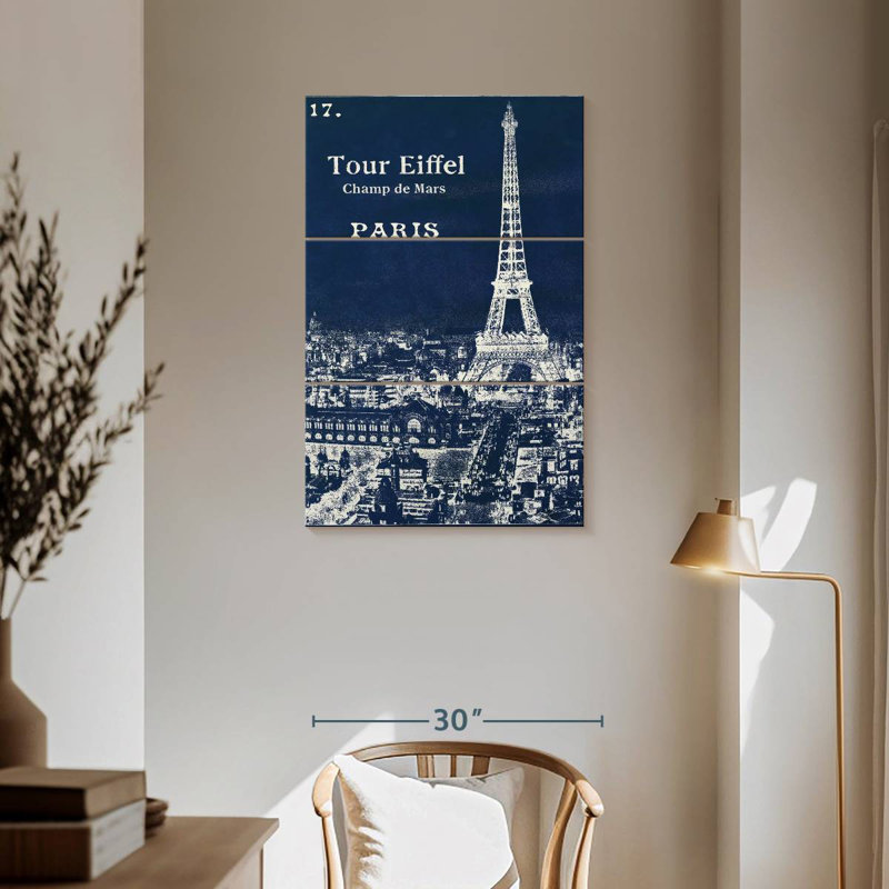 Lilie Blueprint Eiffel Tower, 57" H x 36" W
