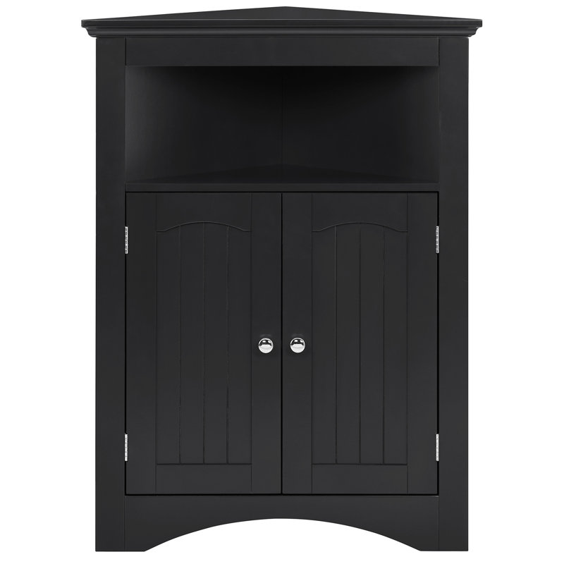 Black Sideboard Cabinet With Adjustable Shelves For Bathroom, Kitchen And Living Room - , , Easy To Clean Multifunctional Storage Corner Waterproof Surface, Assembly