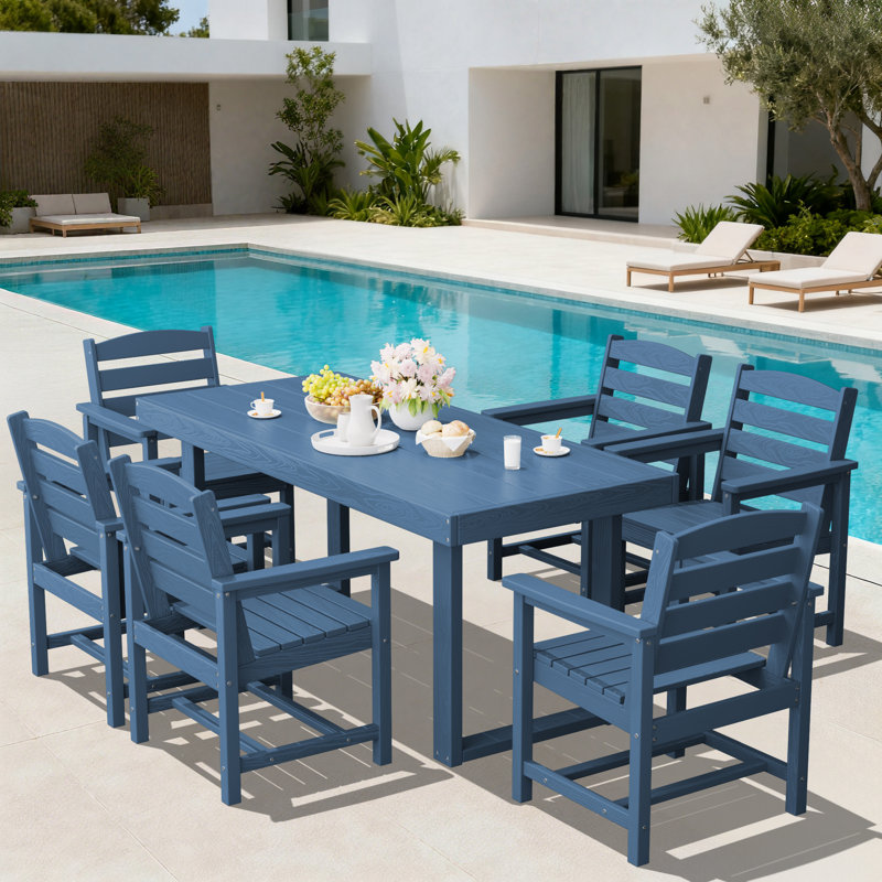 Ensemble de salle à manger rectangulaire pour 6 personnes L 70 po avec 6 chaises, Navy