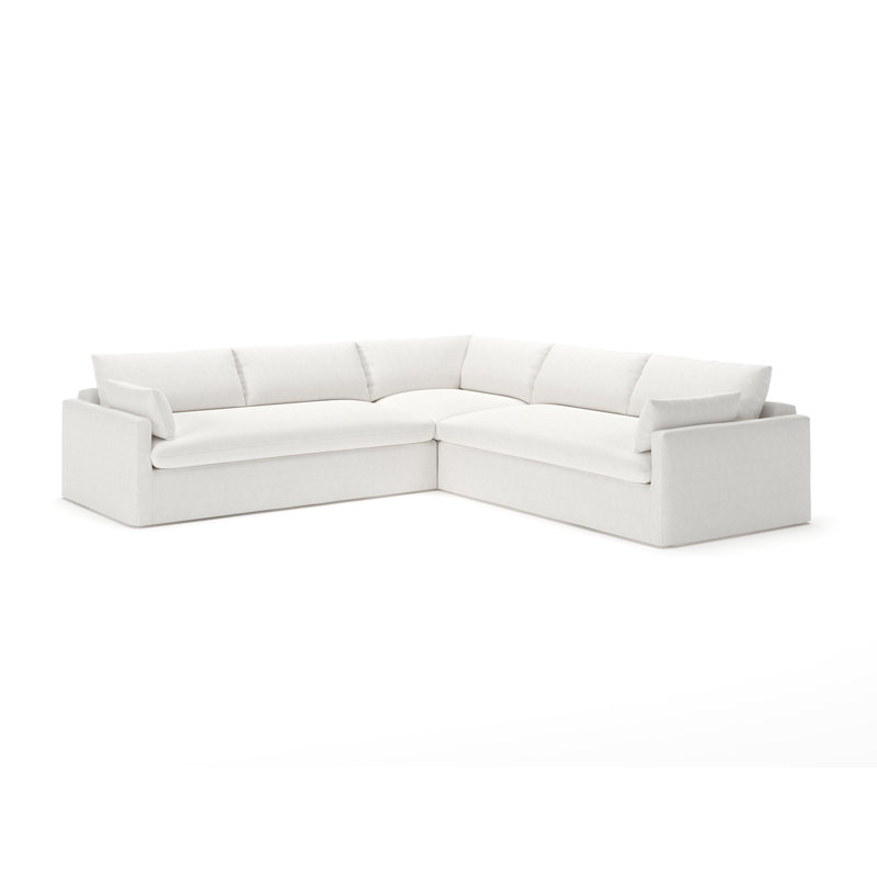 Luna 3-Piece Slipcovered Sectional, Nomad Snow Crypton® Chenille