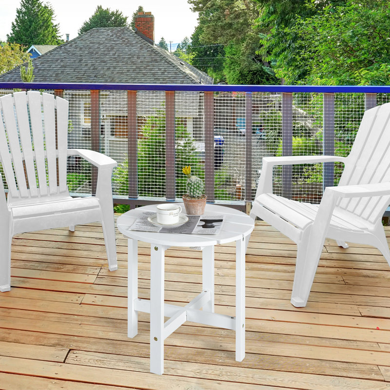 Table d'appoint ronde en polyéthylène haute densité (PEHD), Blanc, 1