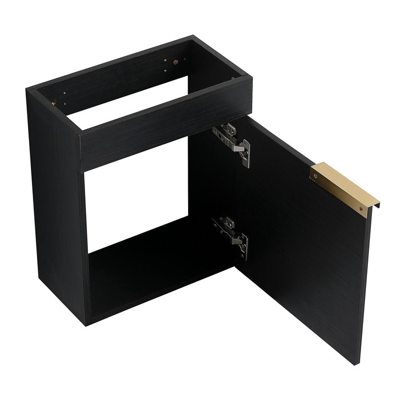 Commode de porte avec lavabo, 16 pouces, convient aux petites salles de bain, Noir châtaignier