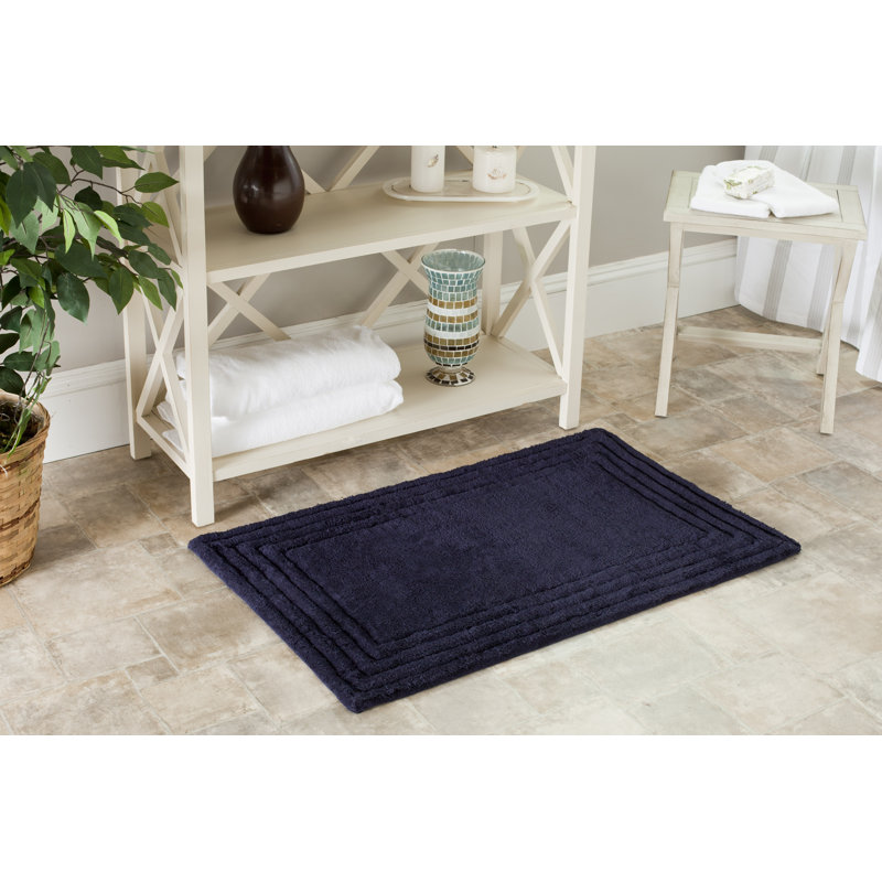 Arquilla Bath Hand-Tufted Cotton Area Rug, H 21 po x l 34 po, Bleu marine