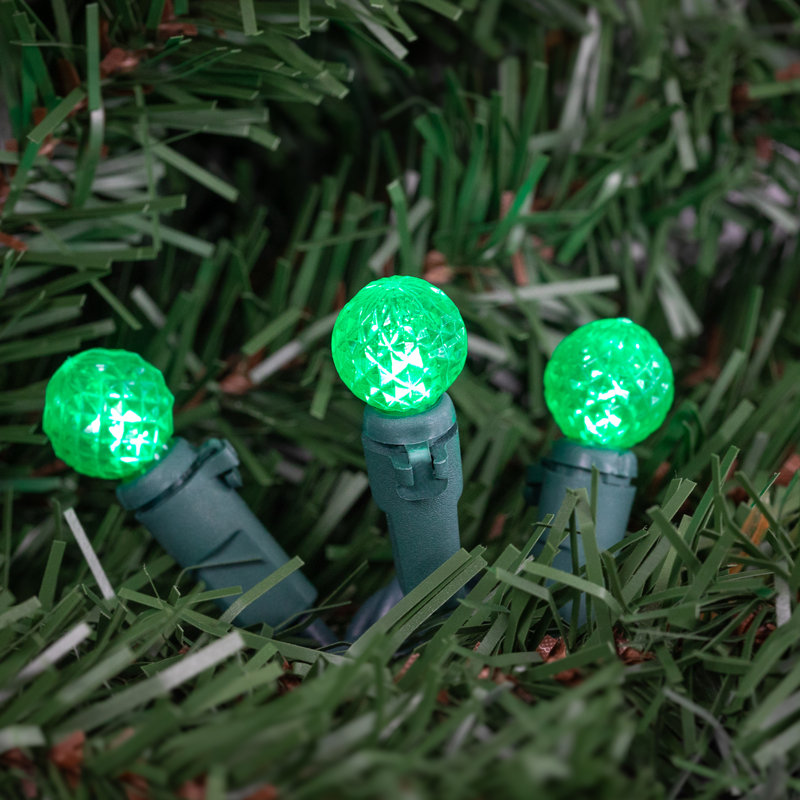 LED G12 Berry Christmas Lights - 16' Green Wire - 50 Ct, Green