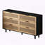 Commode 6 tiroirs en rotin noir avec tiroirs coulissants et plateau spacieux