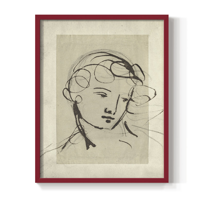 Croquis rétro, impression encadrée CV - bois massif, H 11 po x l 9 po, Rouge