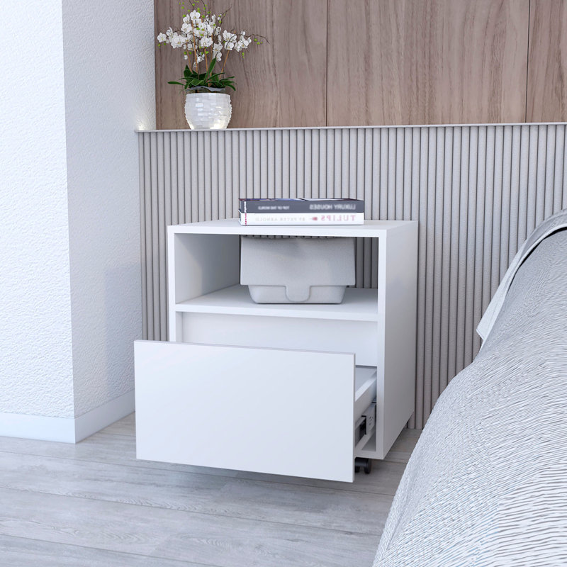1 table de chevet blanche avec commode - Maximisez l'espace et l'organisation de la chambre à coucher 1 tiroir spacieux et décoré
