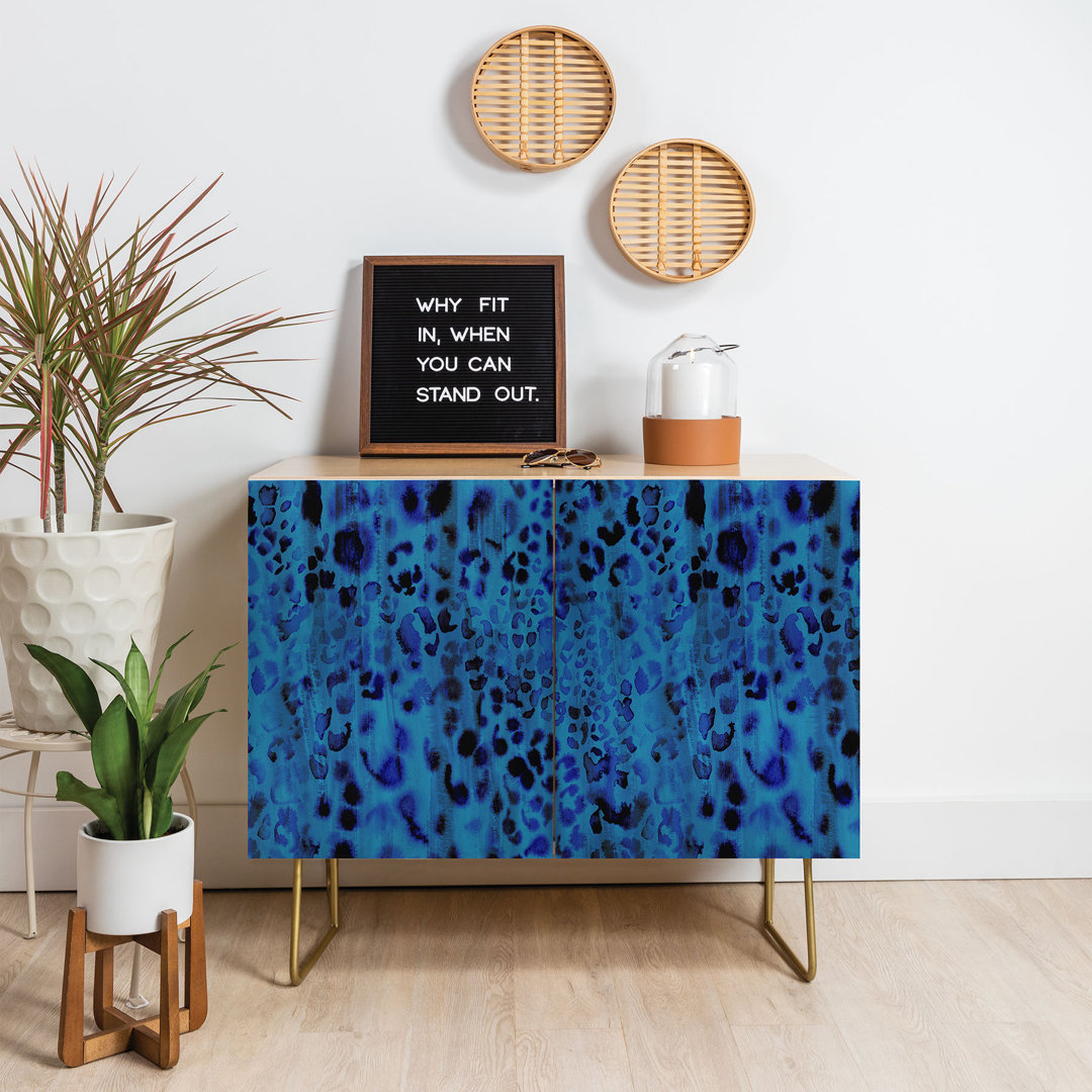 Schatzi Brown Jungle Cat Blue 2 Door Credenza Cabinet East Urban Home